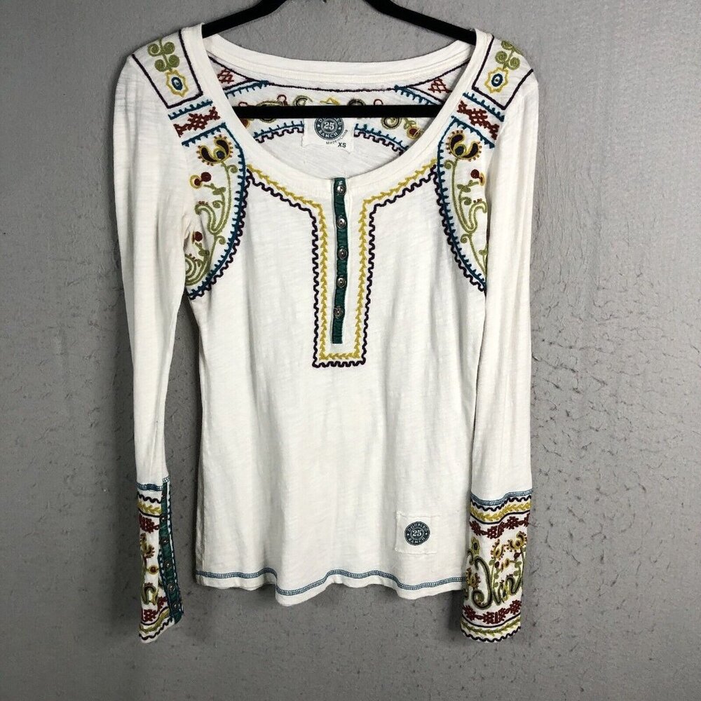 Double D Ranch Cream Embroidered Long Sleeve Top